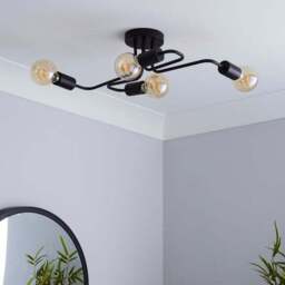 Kacy Black 4 Light Semi Flush Ceiling Light - thumbnail 2