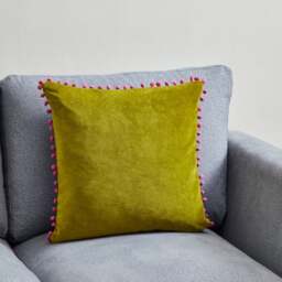 Velvet Pom Pom Cushion