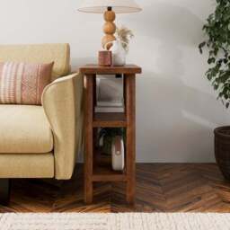 Khari Sofa Side Table, Midtone Mango Wood - thumbnail 2
