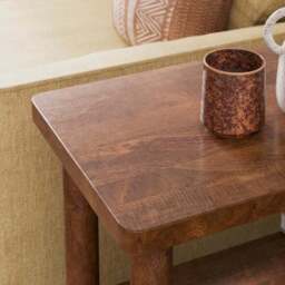 Khari Sofa Side Table, Midtone Mango Wood - thumbnail 4