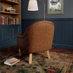 Petit Relaxed Faux Leather Button Back Occasional Armchair - thumbnail 2