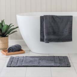 Luxury Cotton Textured Stripe Bath Mat - thumbnail 1