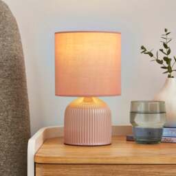 Hebe Ribbed Ceramic Table Lamp - thumbnail 1