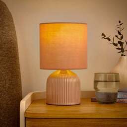 Hebe Ribbed Ceramic Table Lamp - thumbnail 2