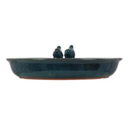 Fallen Fruits Petrol Ceramic Round Bird Bath - thumbnail 3