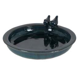 Fallen Fruits Petrol Ceramic Round Bird Bath - thumbnail 1