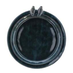 Fallen Fruits Petrol Ceramic Round Bird Bath - thumbnail 2