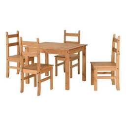 Corona 4 Seater Rectangular Dining Table with 4 Chairs, Pine - thumbnail 2