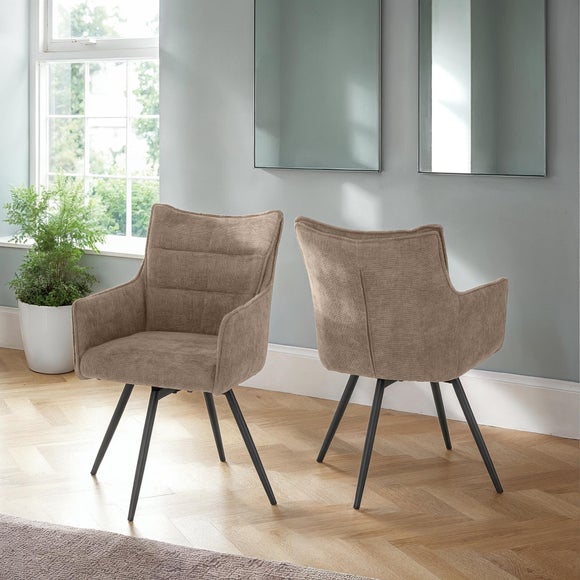 Lewis Set of 2 Carver Swivel Dining Chairs, Fabric - image 1