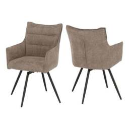 Lewis Set of 2 Carver Swivel Dining Chairs, Fabric - thumbnail 2