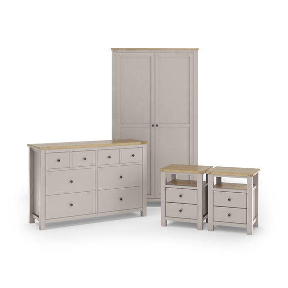 Olney Stone Wide Chest, Double Wardrobe & Bedside Tables Furniture Set - image 1