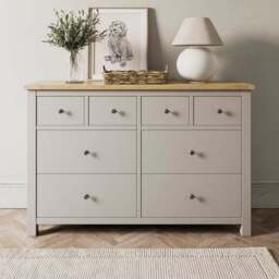 Olney Stone Wide Chest, Double Wardrobe & Bedside Tables Furniture Set - thumbnail 3