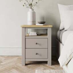 Olney Stone Wide Chest, Double Wardrobe & Bedside Tables Furniture Set - thumbnail 2