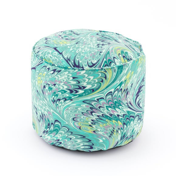 Feather Marble Teal Pouffe - image 1