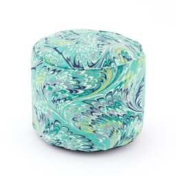 Feather Marble Teal Pouffe - thumbnail 1