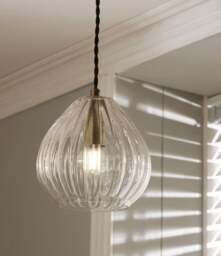 Ella Ribbed Glass Teardrop Pendant Light - thumbnail 1