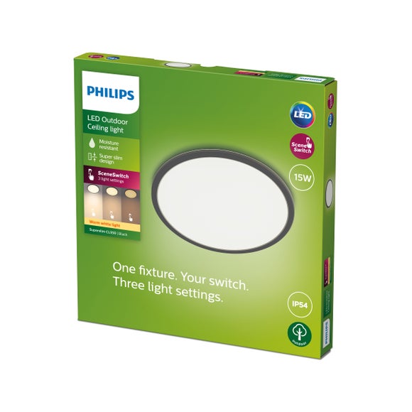 Philips Warm White Superslim Integrated LED Outdoor Flush Ceiling Light - image 1