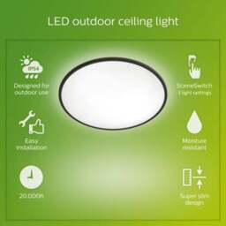 Philips Warm White Superslim Integrated LED Outdoor Flush Ceiling Light - thumbnail 4