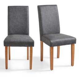Hugo Set of 2 Dining Chairs, Distressed Faux Leather - thumbnail 5