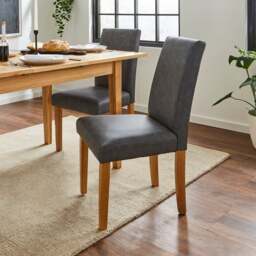Hugo Set of 2 Dining Chairs, Distressed Faux Leather - thumbnail 1