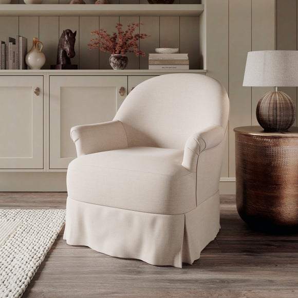 Petit Faux Linen Skirted Occasional Armchair - image 1