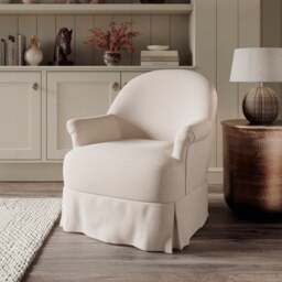 Petit Faux Linen Skirted Occasional Armchair