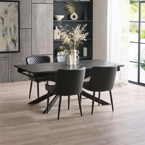 Osaka 4-6 Seater Extendable Dining Table, Marble Effect - image 1