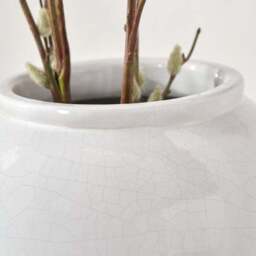Willow White Leaf Detail Stoneware Vase - thumbnail 4