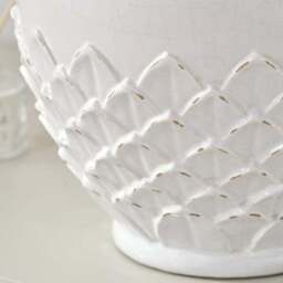 Willow White Leaf Detail Stoneware Vase - thumbnail 2