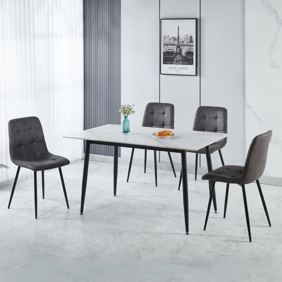Fenton 4 Seater Dining Table Set with 4 Charcoal Suede Dining Chairs - image 1