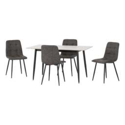 Fenton 4 Seater Dining Table Set with 4 Charcoal Suede Dining Chairs - thumbnail 2