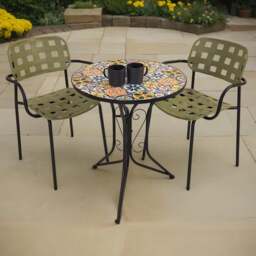 Summer Terrace Charlotte Round Bistro Table with 2 Karin Chairs - thumbnail 1