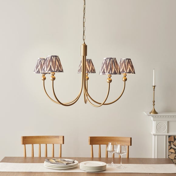 Vogue Javier 5 Light Adjustable Curve Pendant Light with Grey Zigzag Lamp Shades - image 1