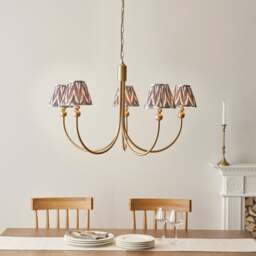 Vogue Javier 5 Light Adjustable Curve Pendant Light with Grey Zigzag Lamp Shades - thumbnail 1