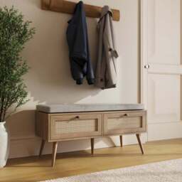 Noor Storage Bench, Wood Effect - thumbnail 2