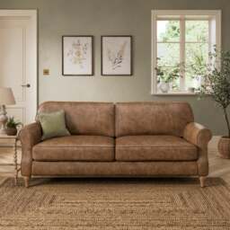 Millie Soft Faux Leather 3 Seater Sofa - thumbnail 1