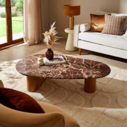 Pondus Coffee Table, Real Cherry Marble and Mango Wood - thumbnail 1