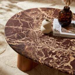 Pondus Coffee Table, Real Cherry Marble and Mango Wood - thumbnail 2
