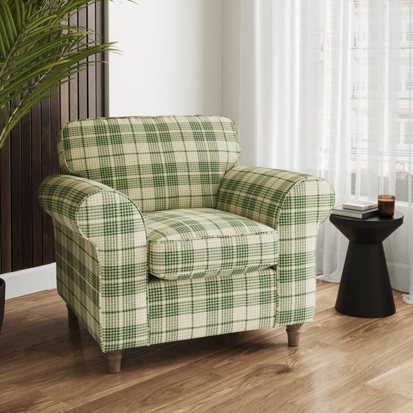 Flori Woven Check Fabric Lambeth Armchair by Dunelm