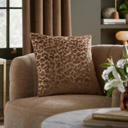 Leopard Cut Velvet Square Cushion - thumbnail 1