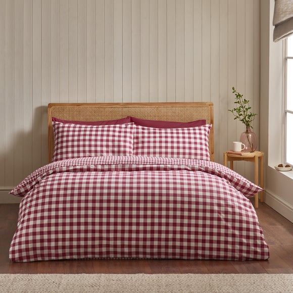 Catherine Lansfield Gingham 100% Brushed Cotton Duvet Cover & Pillowcase Set - image 1
