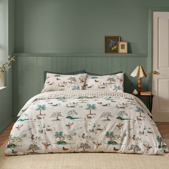 Catherine Lansfield Mallards 100% Brushed Cotton Duvet Cover & Pillowcase Set - image 1