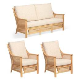 Desser Chester Rattan 3 Seater Sofa & 2 Chairs Set - thumbnail 2