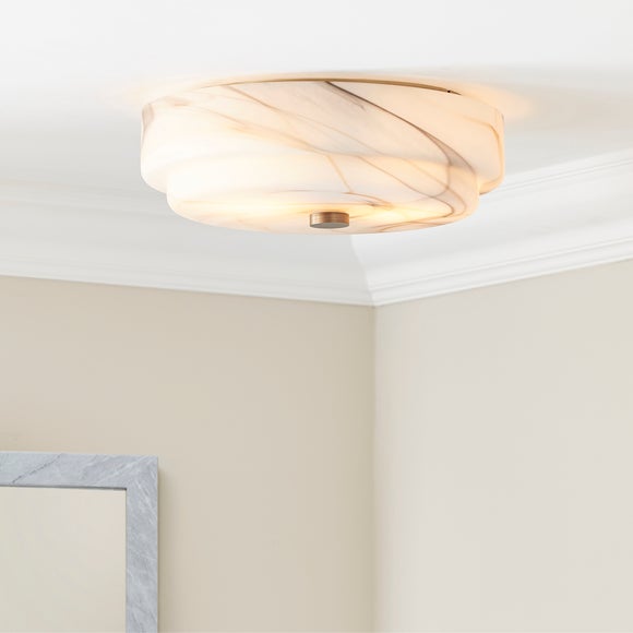 Hotel Kimpton Alabaster Bathroom Flush Ceiling Light - image 1