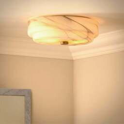 Hotel Kimpton Alabaster Bathroom Flush Ceiling Light - thumbnail 2