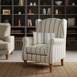 Oswald Pinstripe Wingback Armchair - thumbnail 1