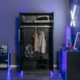 X Rocker Electra 2 Door Wardrobe with LED Lights - thumbnail 4