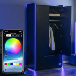 X Rocker Electra 2 Door Wardrobe with LED Lights - thumbnail 2