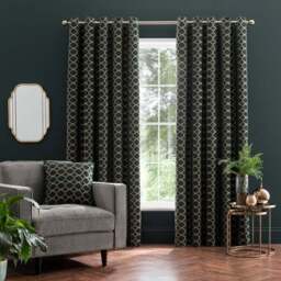 Chenille Ogee Eyelet Curtains - thumbnail 2