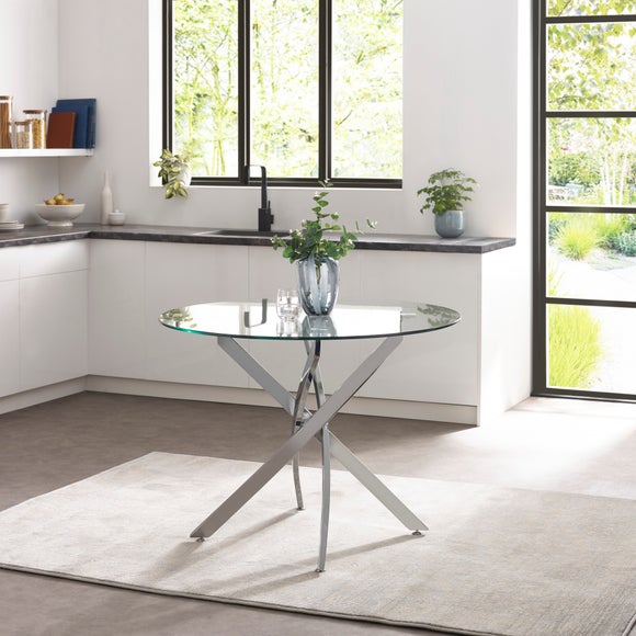 Anderson 4 Seater Round Glass Dining Table - image 1